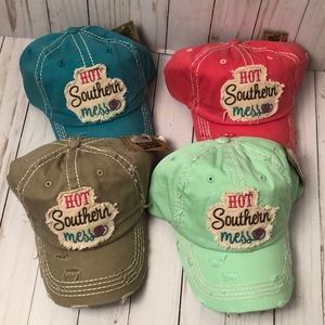 Distressed Hot Southern Mess Embroidered cap